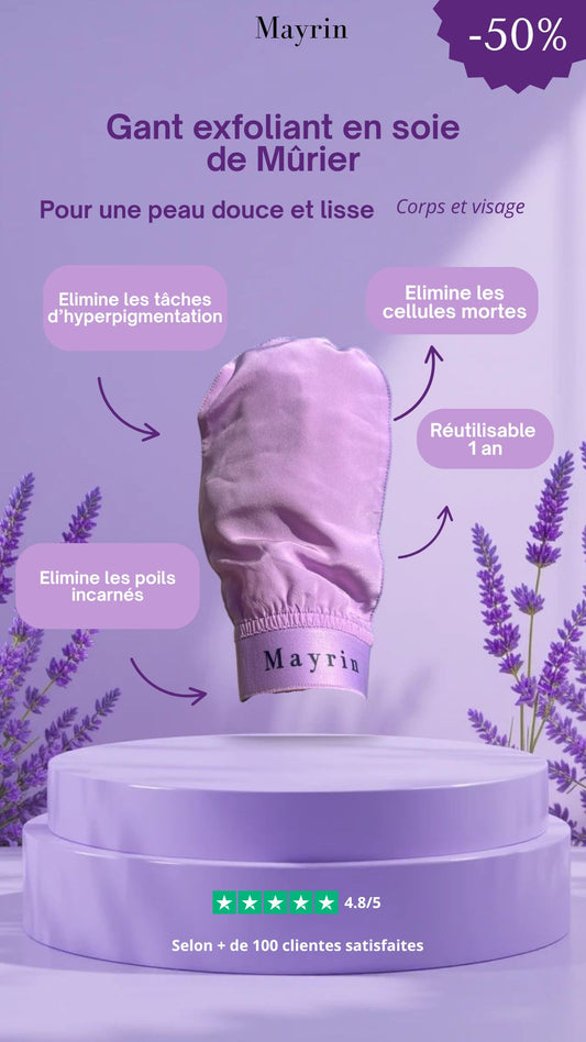 Gant exfoliant en soie de Mûrier Mayrin